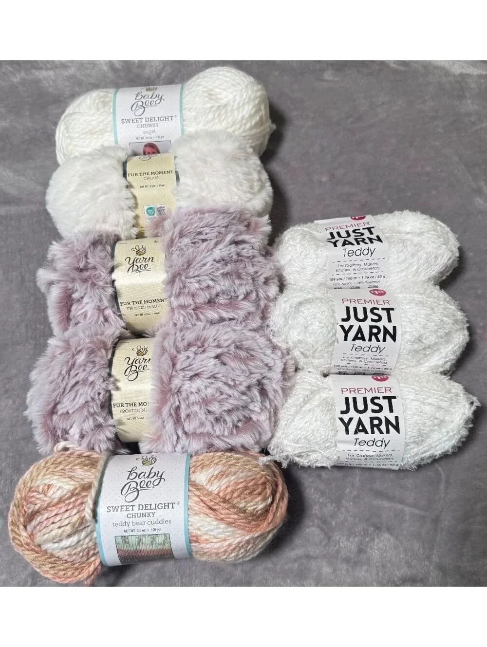 Yarn Bee Soft Whites Teddy Plush Yarn Lot of 8